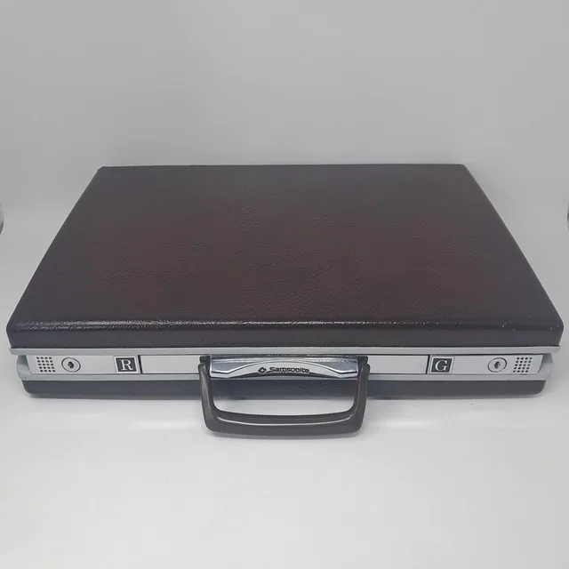 Samsonite Vintage Hard Shell Slim Briefcase Brown Textured Faux Leather W/ Keys in brown|red Leather from Poshmark