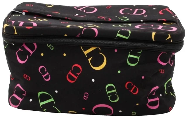 Dior Black Multicolor CD Logo Vanity Case in Black Nylon from Bagriculture