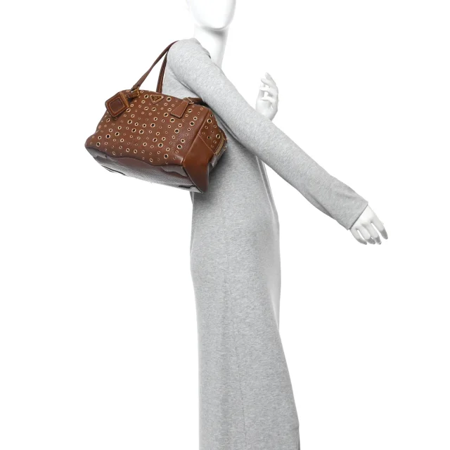 Prada Vitello Daino Grommet Satchel Bruciato in Calfskin from FASHIONPHILE, photo 2 of 11