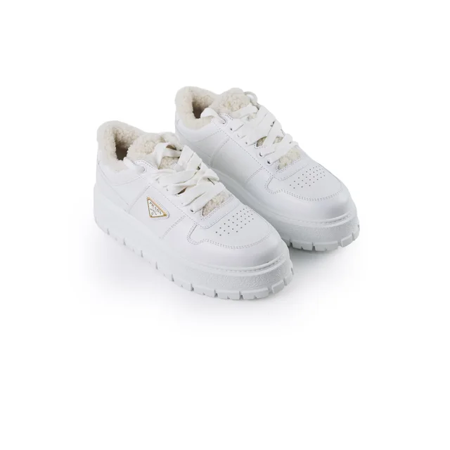 Prada Shearling Leather Sneakers Womens 39 in Leather from The Purse Affair