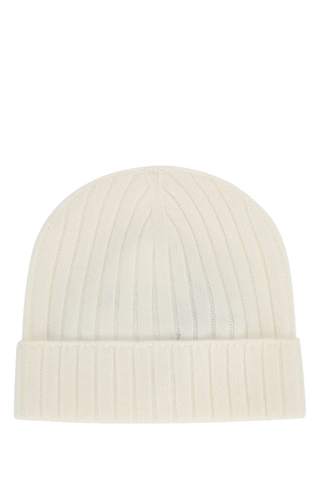 Moncler Hat Ribbed Wool Beanie — Cream Beanies in White Wool from HEWI, photo 2 of 2