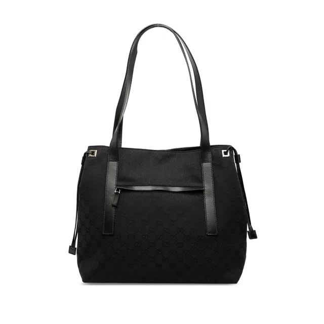 Black Gucci GG Canvas Tote in Black Canvas from Designer Revival