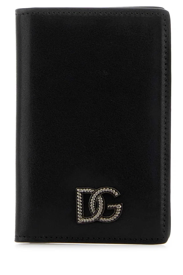 Dolce & Gabbana Leather Card Holder Wallet — Black Vitello in Black Leather from HEWI
