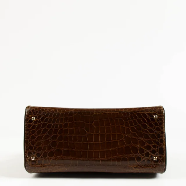Delvaux Vintage Brown Shiny Crocodile Tempête PM Bag in Brown Crocodile from Labellov, photo 5 of 9