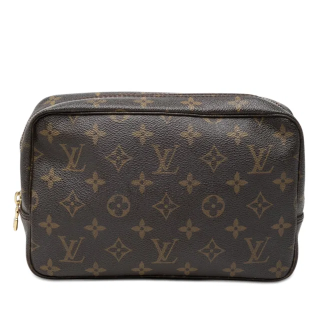 Brown Louis Vuitton Monogram Trousse Toilette 23 Clutch Bag in Brown Coated canvas from Designer Revival