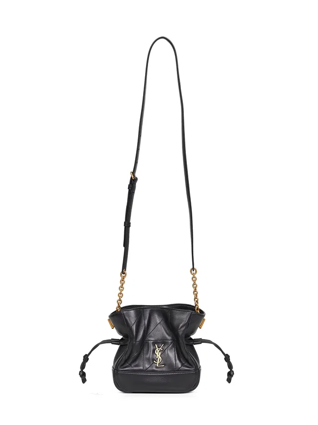 Saint Laurent Mini Shoulder Pouch — Black Lambskin in Black Lambskin from HEWI