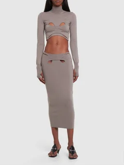 Dion Lee Pencil Skirt with Detail in 79% Wool, 18% Nylon, 3% Elastane, photo 2 of 5 from LUISAVIAROMA