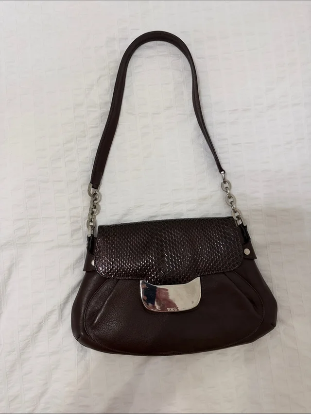 Tod's Vintage Leather And Python Embossed Bag in brown|red Python from Poshmark