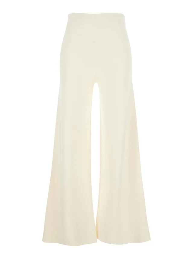MAXMARA PURE White 'Strillo' High-Waisted Wide-Leg Pants in Viscose Blend Women in White 65% Viscose 35% Polyamide, photo 2 of 6 from Gaudenzi Boutique