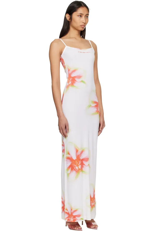Casablanca Off-White Glitch Orchid Soft Ribbed Maxi Dress, photo 2 of 4 from SSENSE