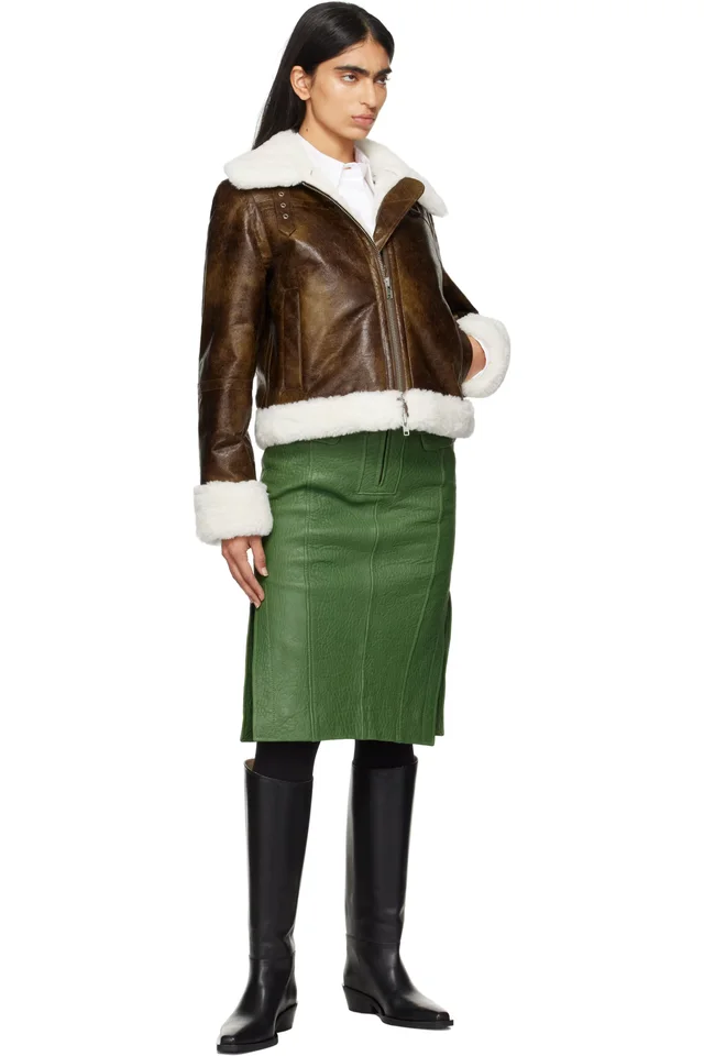 Stand Studio Brown & Off-White Lorelle Faux-Shearling Jacket, photo 4 of 4 from SSENSE