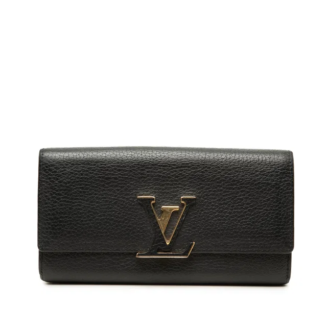 Black Louis Vuitton Taurillon Capucines Long Wallet in Black Leather from Designer Revival