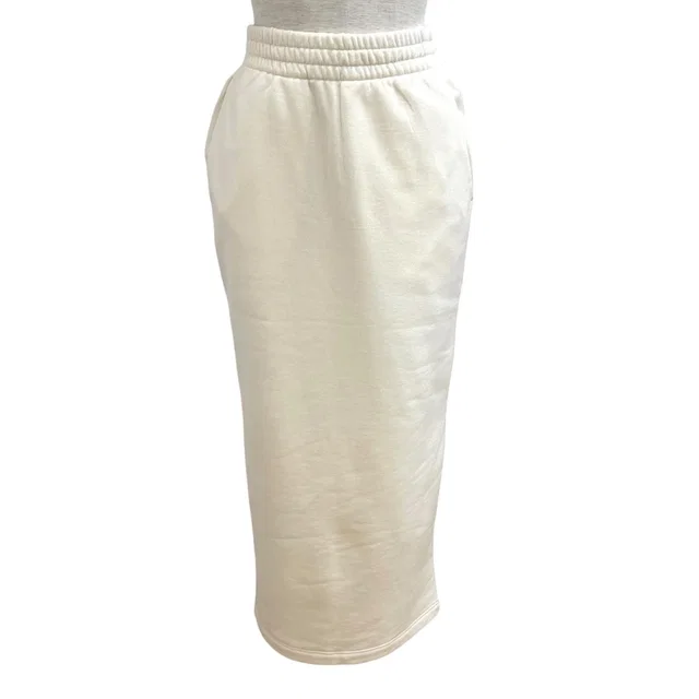 Prada 100% Cotton Triangle Logo Tight Skirt Ivory XS in White from The Reluxe