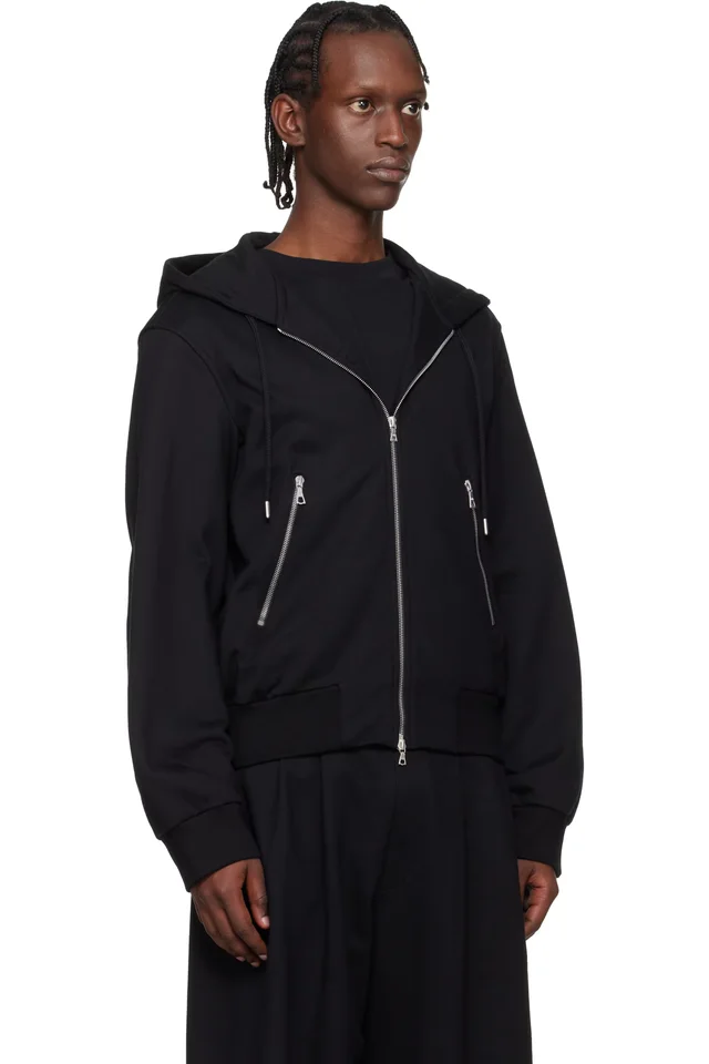 Dries Van Noten Black Loose Zipped Hoodie, photo 2 of 4 from SSENSE