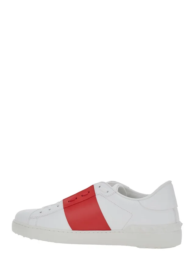 Valentino garavani White Low Top Sneakers with Logo Tag and Rockstud Detail on the Back in Leather Man in White 100% Calf, photo 6 of 7 from Gaudenzi Boutique