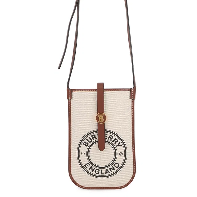 Burberry Annie Phone Case Beige/Brown8040877 Canvas Leather in Beige Canvas from GALLERY RARE