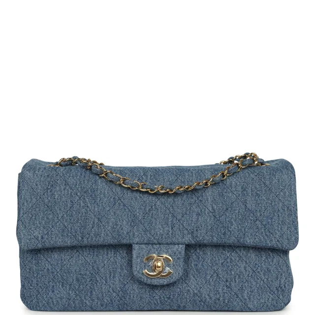 Chanel Maxi "Souplissimo" Small Flap Bag Blue Denim Gold Hardware in Blue Denim from Madison Avenue Couture