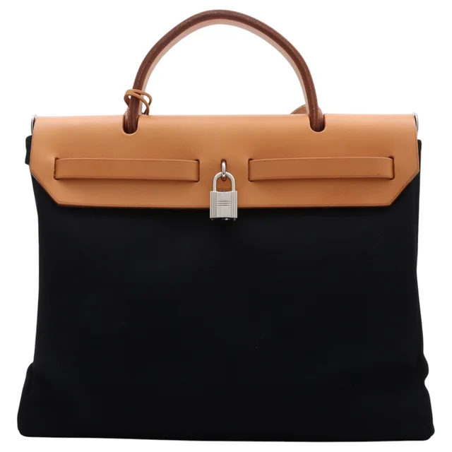 Hermès 2003 Herbag PM Black/Brown in Black Box leather from VINTAGE QOO TOKYO, photo 2 of 2