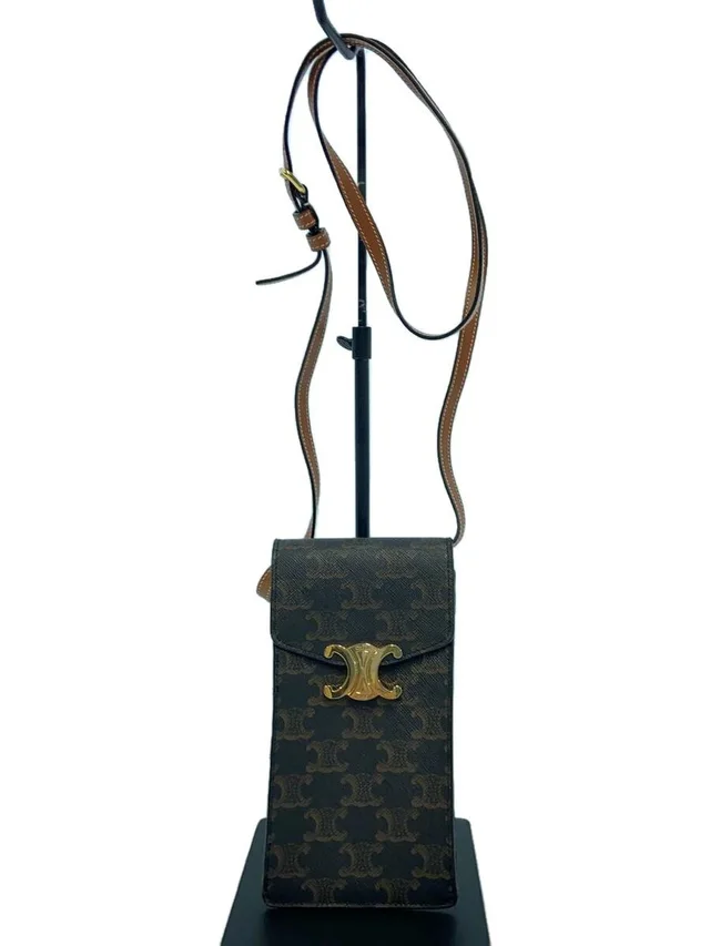 Celine Triomphe Mobile Pouch Clutch Shoulder Bag Brown All Over in red|brown from Poshmark