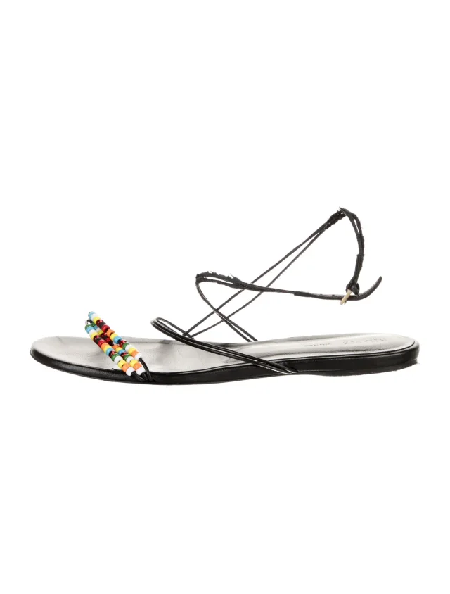 Khaite Leather Slingback Sandals in black Leather from The RealReal