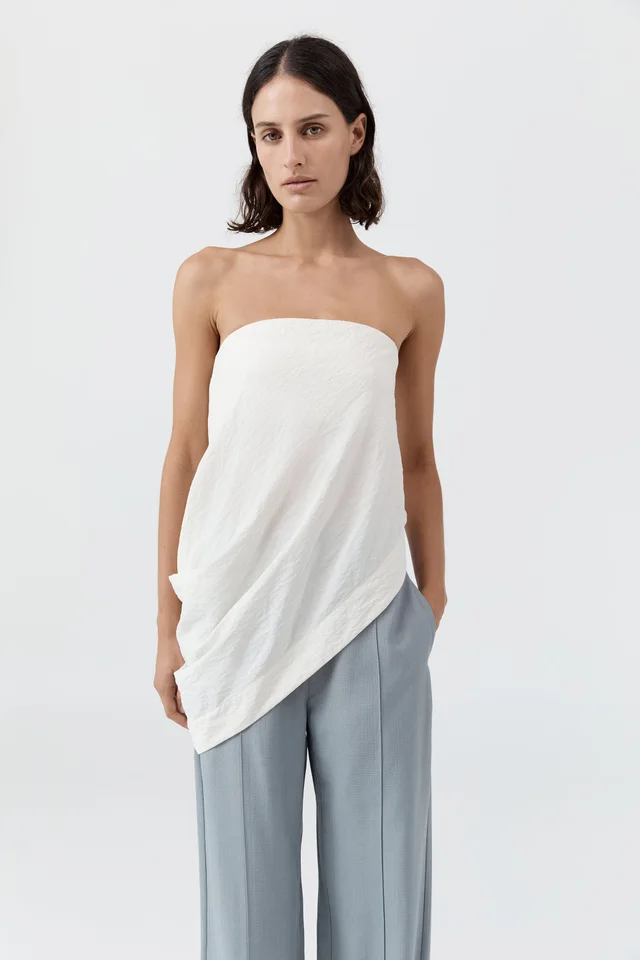 Cloud Asymm Drape Top - Off White