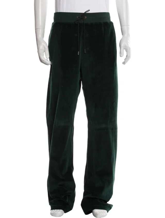 Versace Embroidered Accent Lounge Bottoms in green Leather from The RealReal