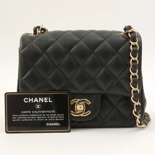 Chanel Around 2018, Capucine Classic Flap Chain Bag Mini Black from VINTAGE QOO TOKYO, photo 12 of 12