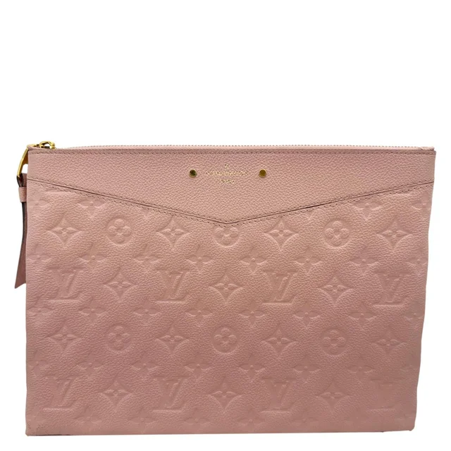 Louis Vuitton Daily Pouch Empreinte Leather Clutch Rose Poudre in Pink Leather from Dallas Designer Handbags