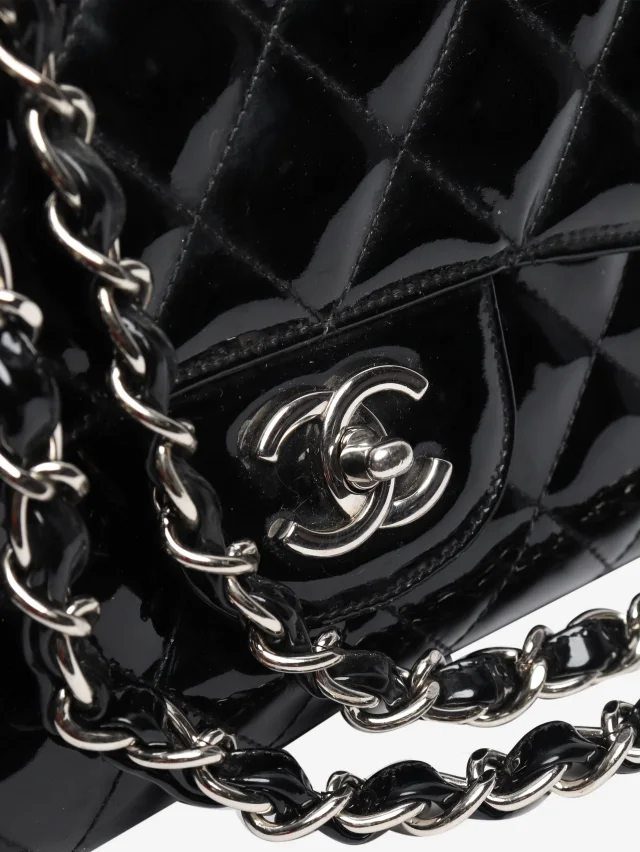 Chanel Black 2009 patent quilted jumbo Classic Single Flap bag in Black Patent leather from Sign of the Times, photo 4 of 8