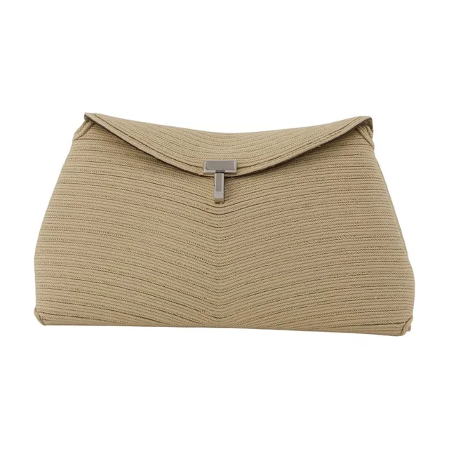 TOTEME Chevron-Quilted Canvas Clutch — Beige in Beige Canvas from HEWI