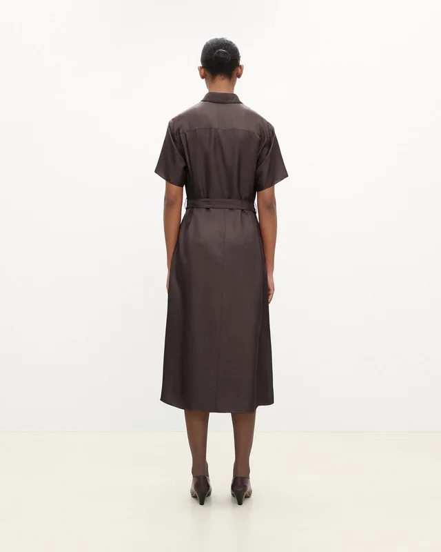 Theory Belted Shirt Dress in Mod Silk Twill, photo 3 of 7 from Theory