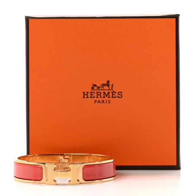 Hermès Enamel Narrow Clic Clac H Bracelet PM Rose Jaipur in Pink from FASHIONPHILE, photo 5 of 5