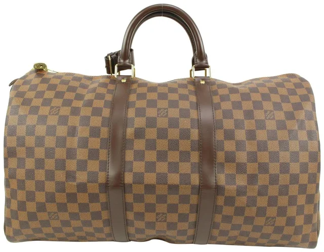 Louis Vuitton Damier Ebene Keepall 50 Duffle Travel Bag in Brown Canvas from Bagriculture