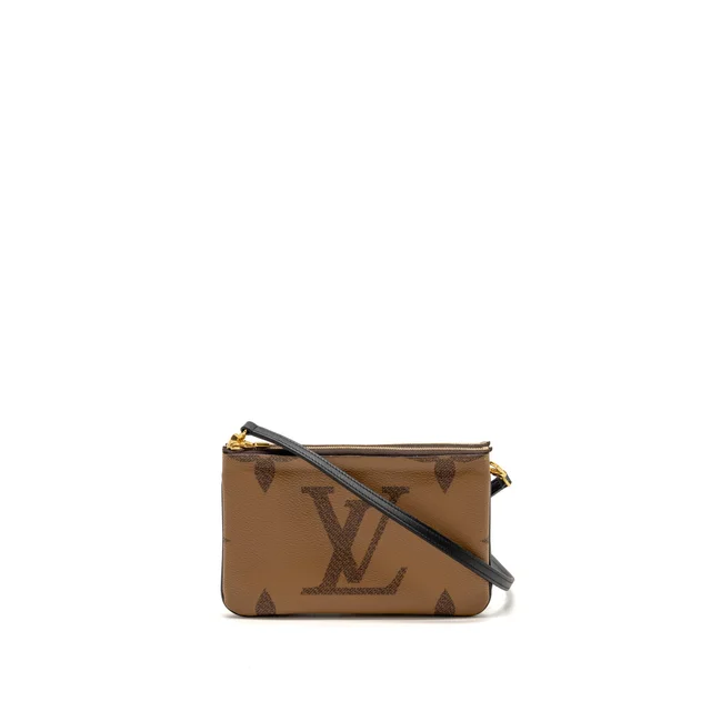 Louis Vuitton double zip pochette monogram canvas GHW in Coated canvas from EMIER