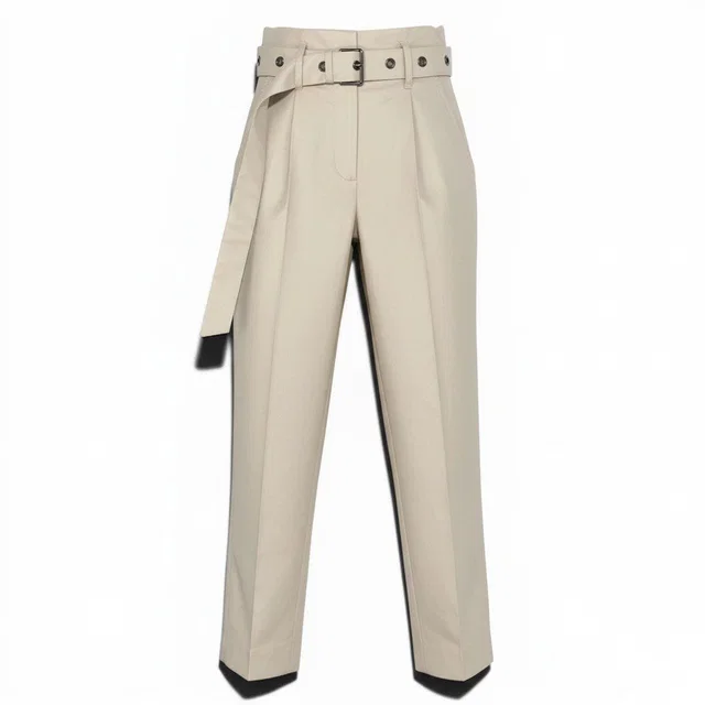 Brunello Cucinelli Belted Pants High Waist 34 Ivory in White from The Reluxe