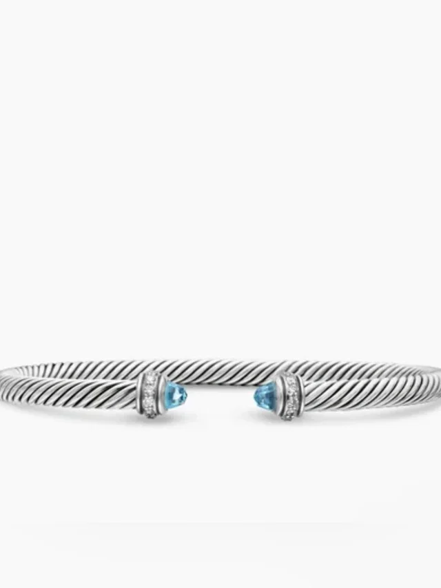 David Yurman Classic Cable Bracelet - Sterling Silver W/ Blue Topaz And Diamonds in silver|blue|gray from Poshmark