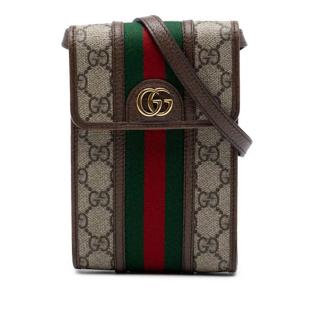 Beige Gucci Mini GG Supreme Web Ophidia Crossbody in Beige Coated canvas from Designer Revival