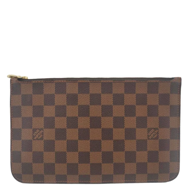 Louis Vuitton Neverfull Wristlet Damier Ebene Pouch Brown in Brown from Dallas Designer Handbags