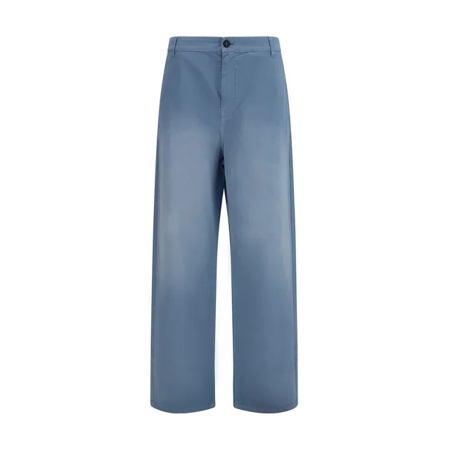 Miu Miu Blue Cotton Casual Pants in Blue from HEWI