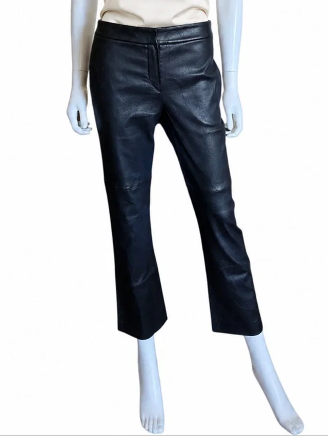 Brunello Cucinelli Leather Pants Cropped Straight Leg Italy It 42 /Us 6 in black Leather from Poshmark