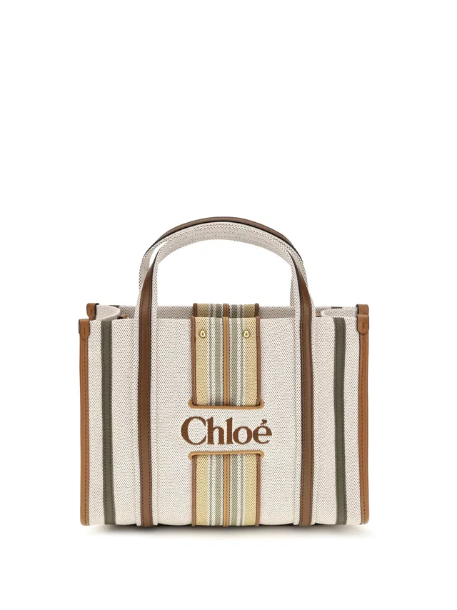 Chloé Tote Bag — Brown Cotton; Viscose in Brown Calfskin from HEWI