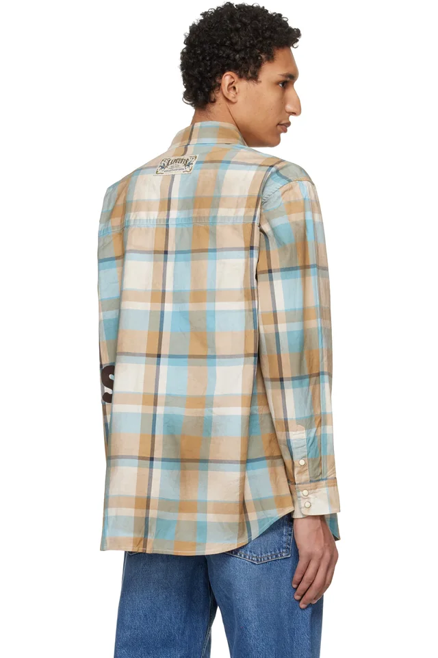 AAPE by A Bathing Ape Blue & Beige Main Long Sleeve Shirt, photo 3 of 4 from SSENSE