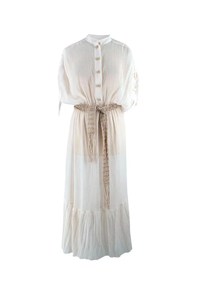 Zimmermann White Sheer Freja Midi Shirt Dress in White Silk from HEWI