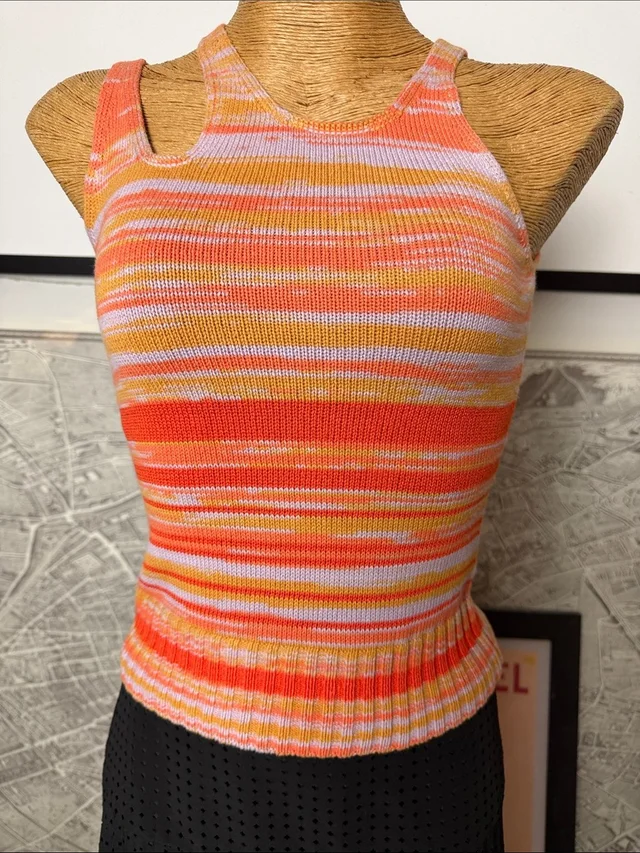 SIMKHAI Orange And Pink Striped Knit Tank in orange|pink from Poshmark