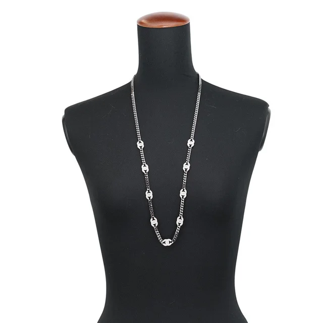 Chanel CC Logo Rhinestone Long Necklace GunmetalB 21 A Metal Rhinestone from GALLERY RARE, photo 2 of 2