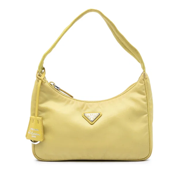 Yellow Prada Mini Tessuto Re Edition 2000 Shoulder Bag in Yellow Nylon from Designer Revival