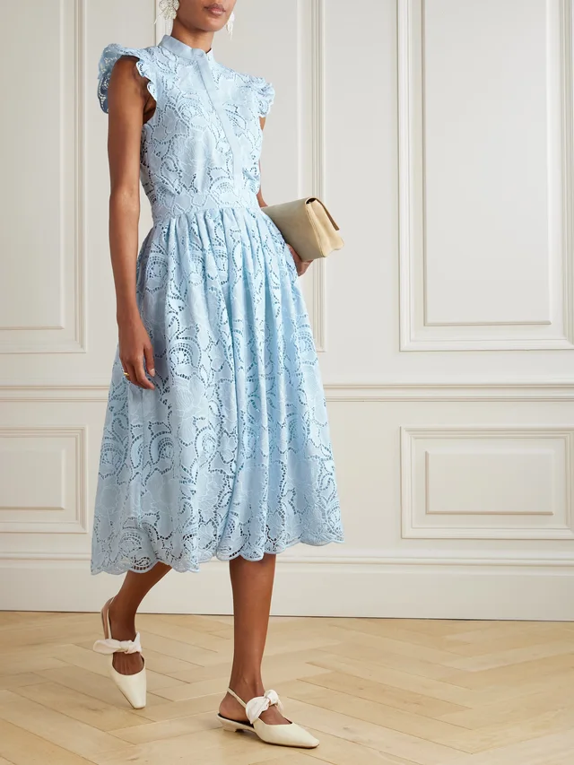 ERDEM Lace midi skirt in Blue, photo 2 of 2 from NET-A-PORTER (Canada)