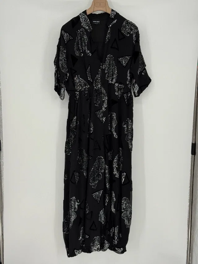 Giorgio Armani Velvet Tiger & Geometric Print Short Sleeve Jumpsuit Sz 38 in black Velvet from Poshmark