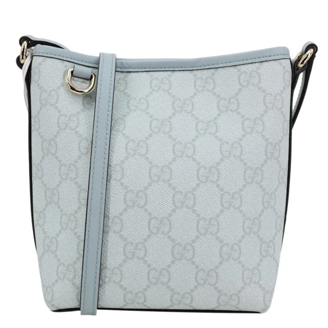 Gucci GG Emblem GG Supreme Canvas Bucket Bag Light Blue 847090 in Blue Canvas from Dallas Designer Handbags