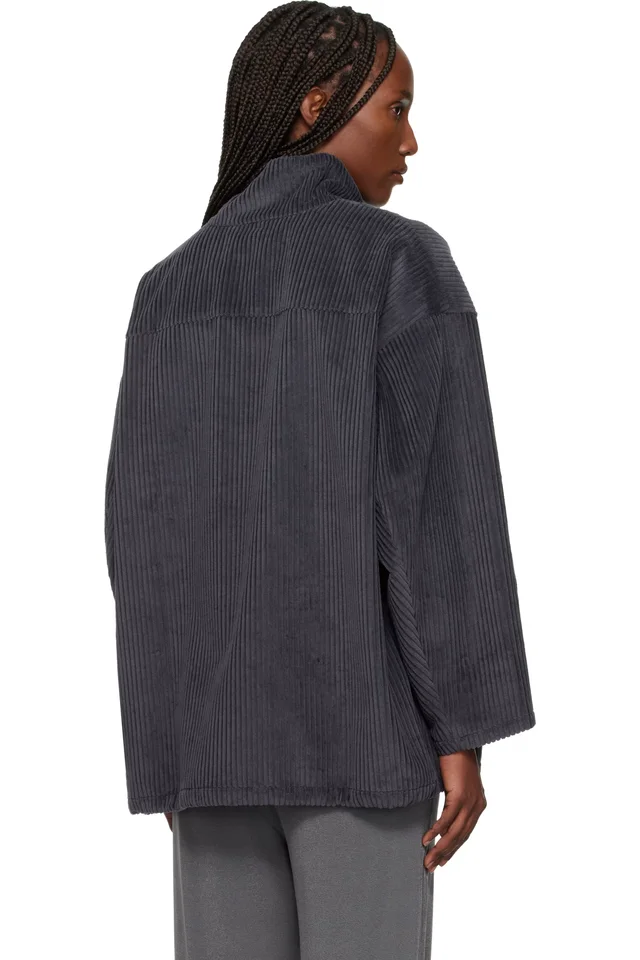 BAMBOU ROGER KWONG Gray Wide Cotton Corduroy Vareuse Turtleneck, photo 3 of 4 from SSENSE